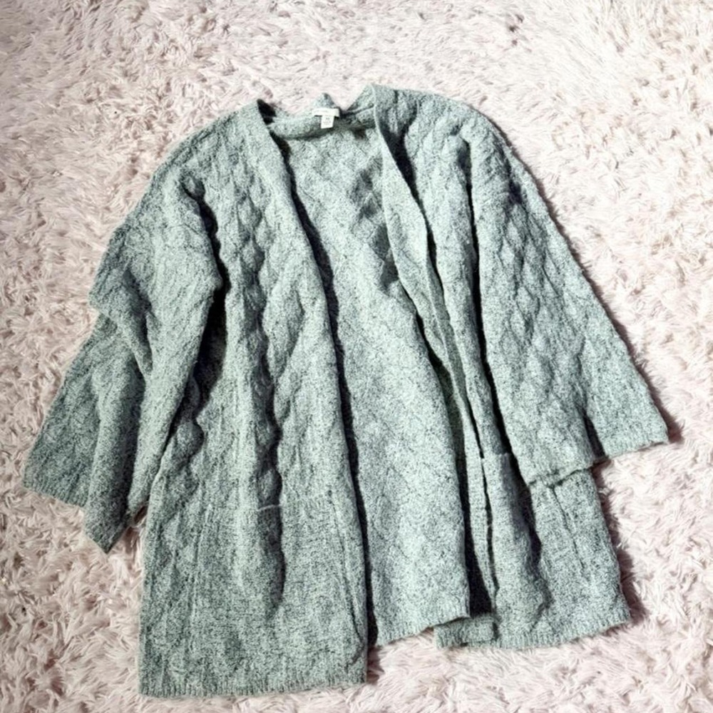 Cozy Gray Librarian Minimalist Clean Girl Boho Capsule Wardrobe Cardigan Women M